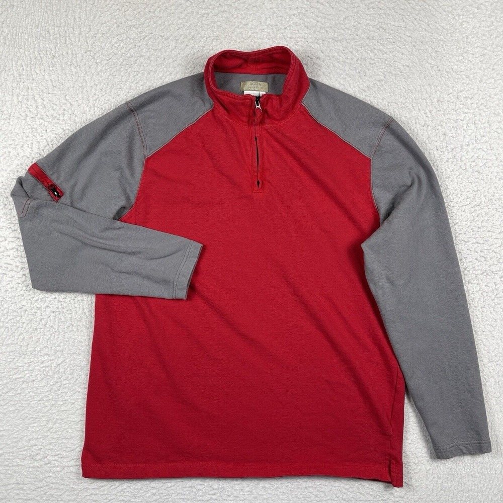 The Territory Ahead Pullover Mens Large Gray Red 1/4 Zip Casual Outdoors Travel